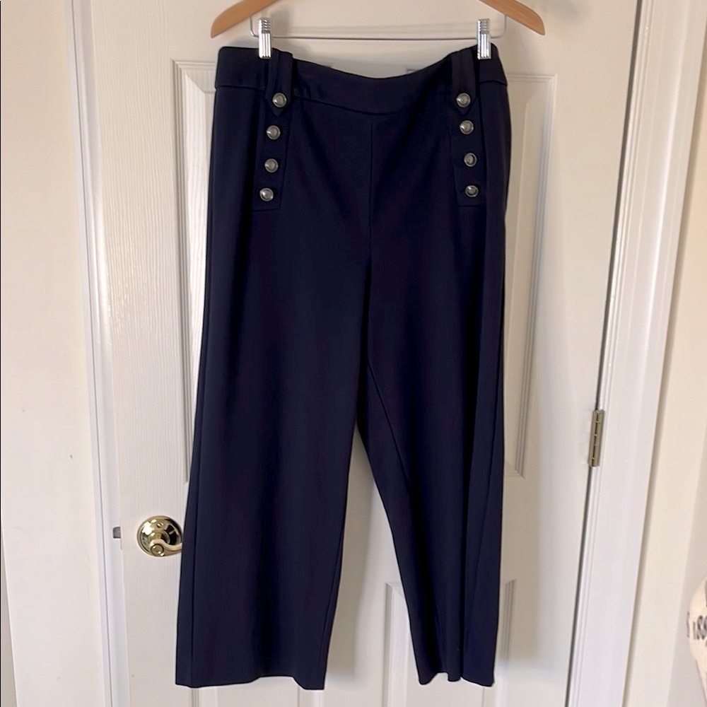 Talbots Blue Wide Leg Pants with High-Waisted Design